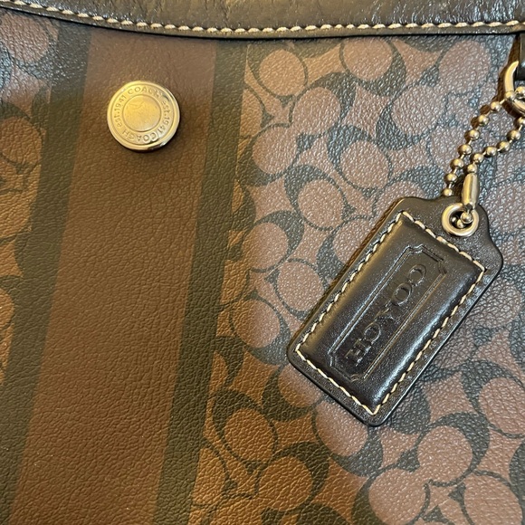 Coach Logo Print Brown Tote Hanndbag - Picture 3 of 16